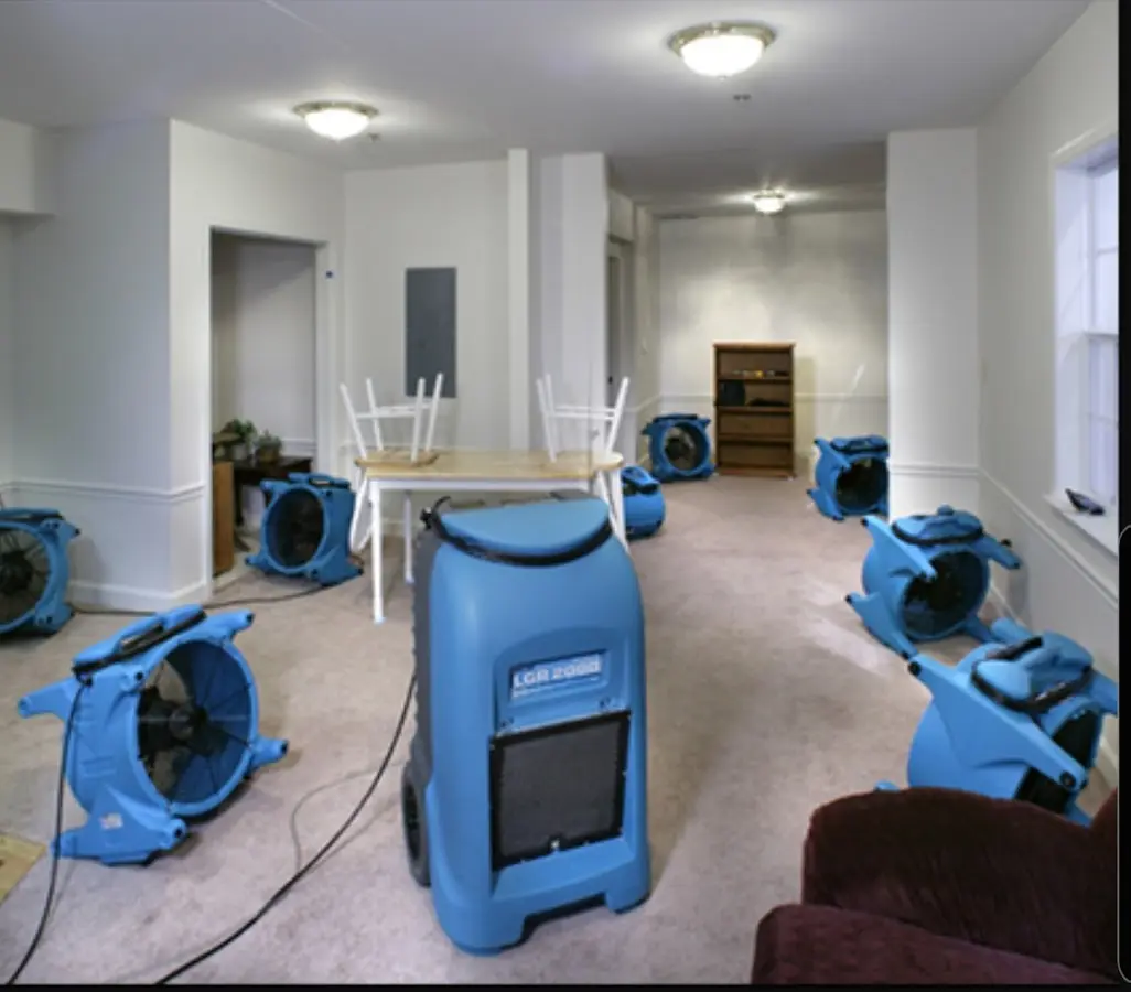 Air movers and dehumidifier setup for Water Extraction & Removal in Lopatcong